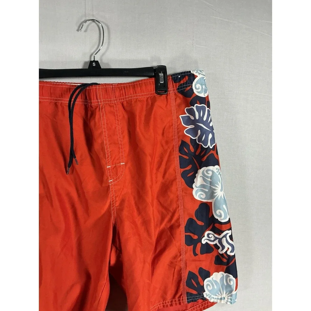 Old Navy Men's Swim Trunks Board Shorts Red Floral Print Size M Drawstring